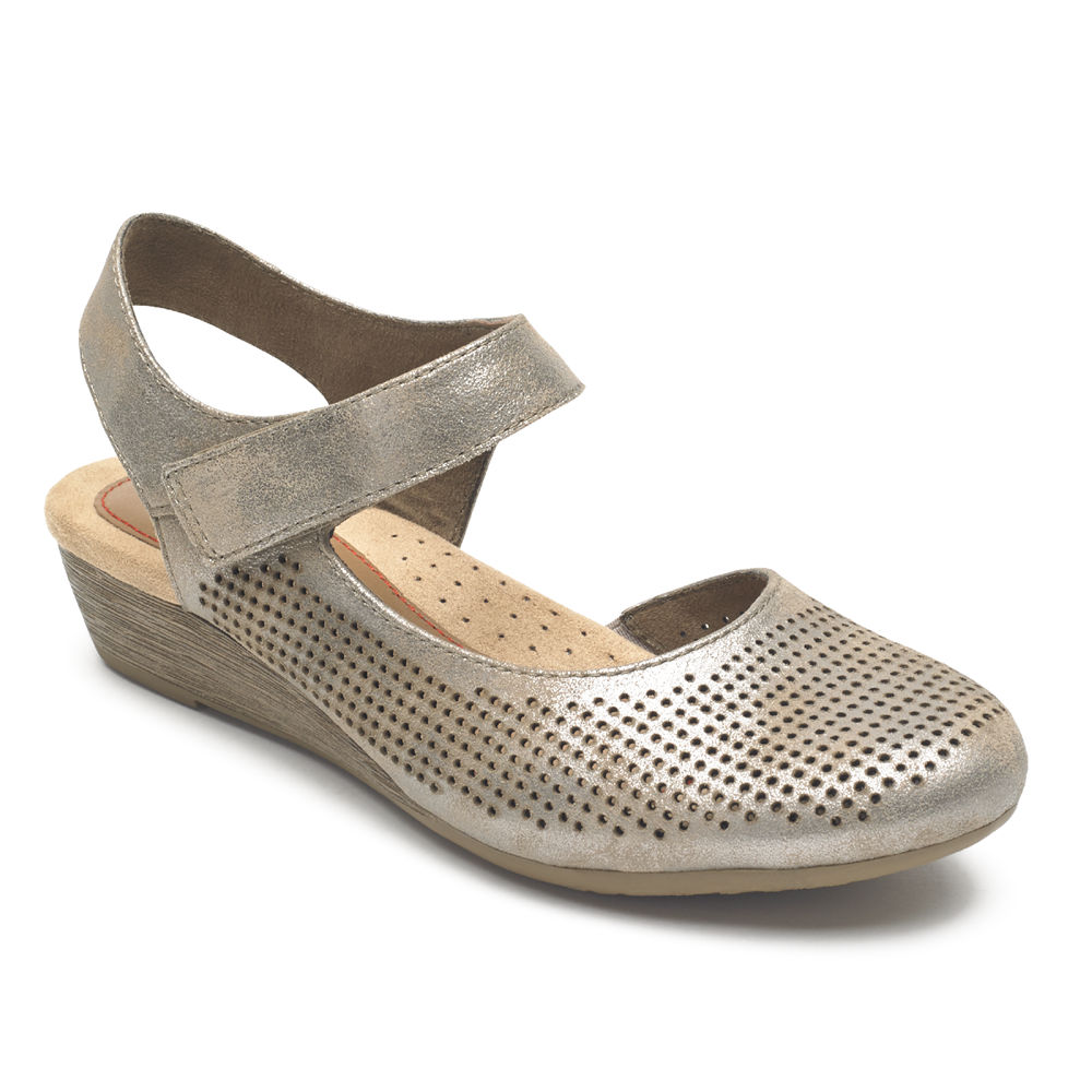 Rockport Wedges For Womens Gold - Cobb Hill Judson Ballet Mid - HF9583740